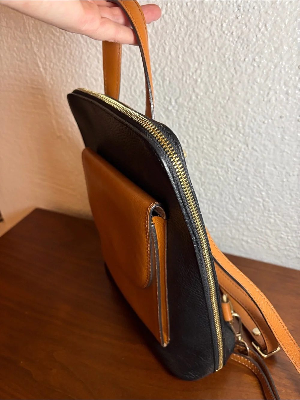 Divina Firenze Black Pebbled Leather Backpack